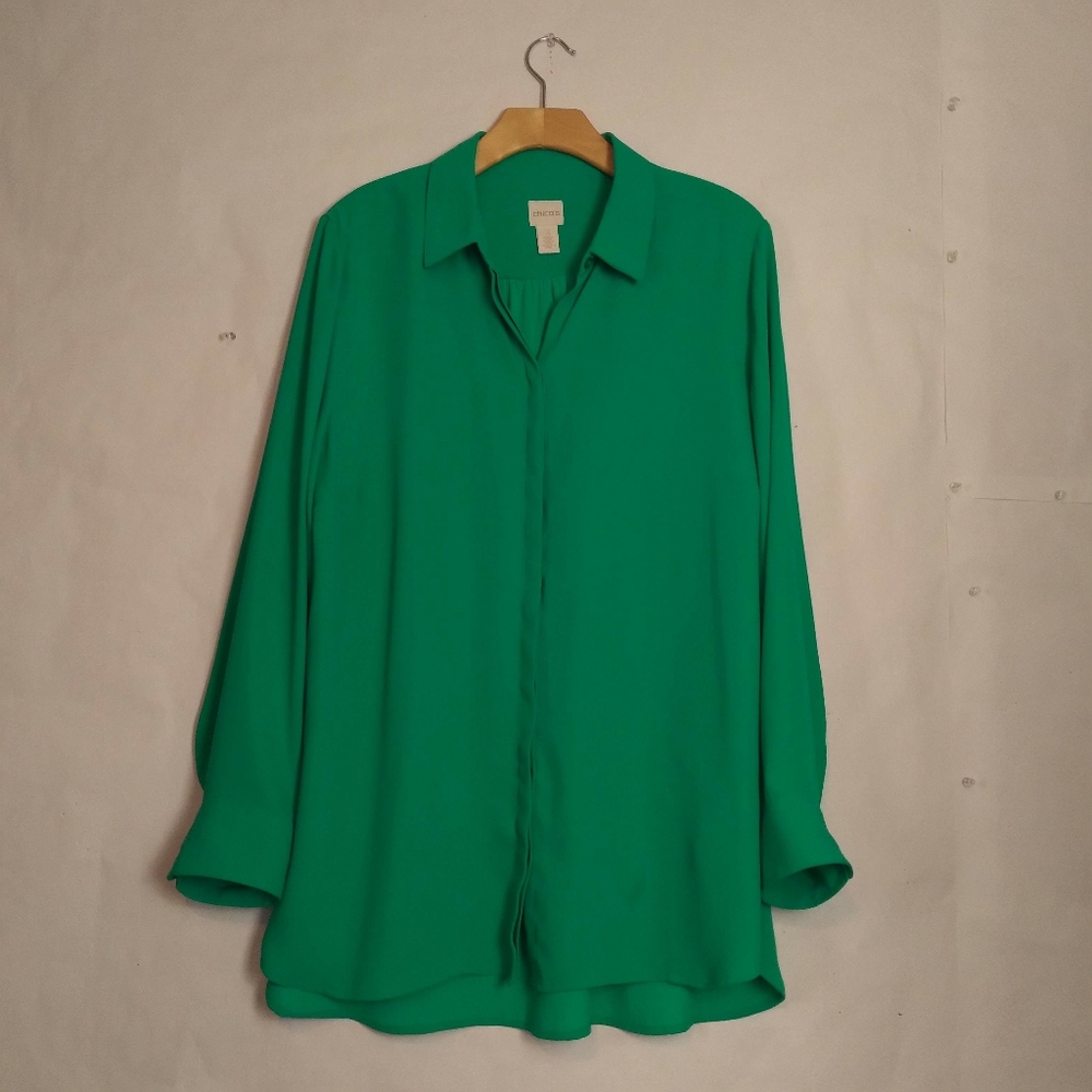 Chico's size 3 =L /16  long sleeve green women top